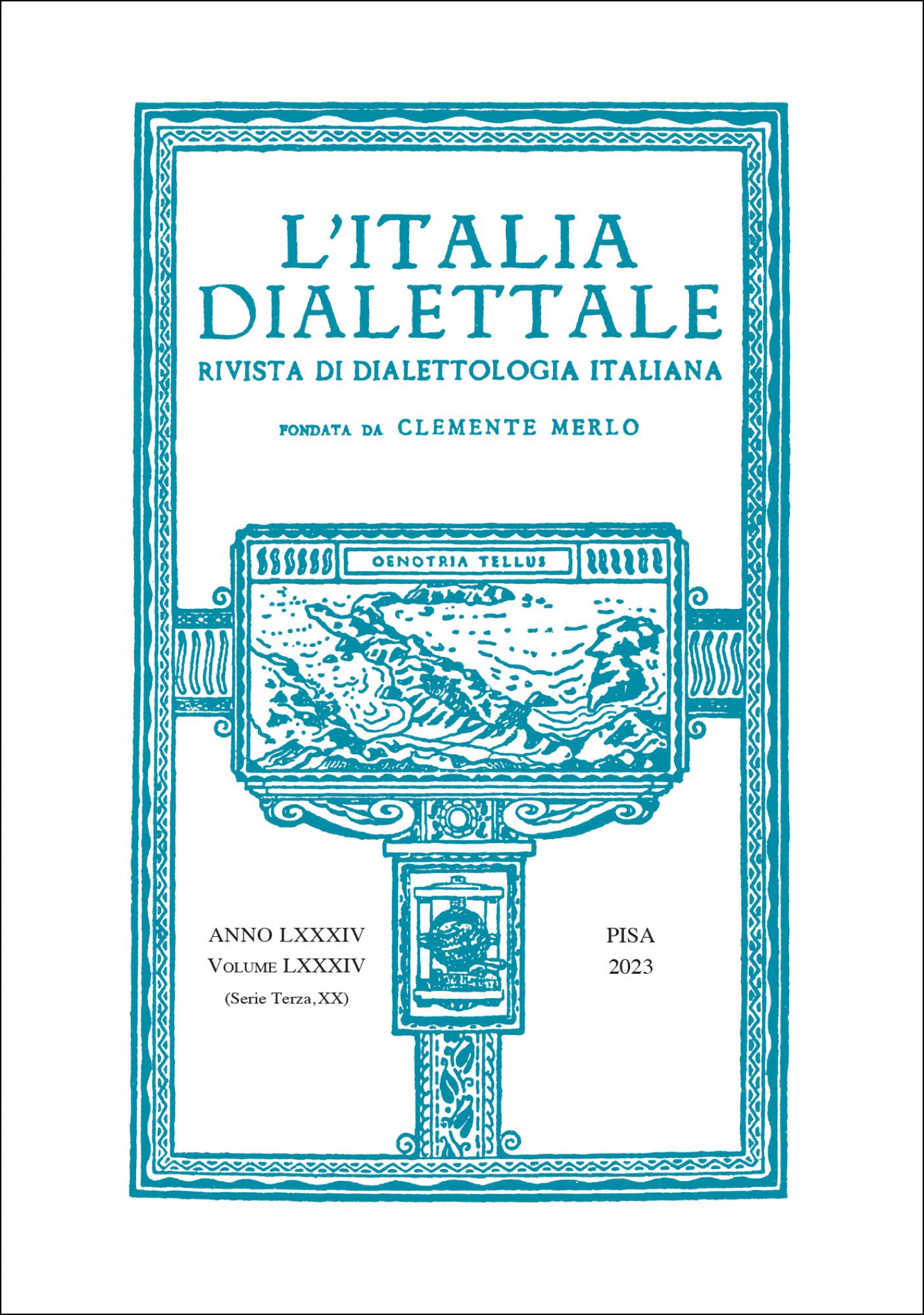 Copertina della rivista «L’italia Dialettale»